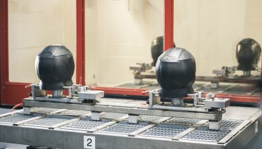 Belotti TRIM cnc center while machining Schuberth helmets